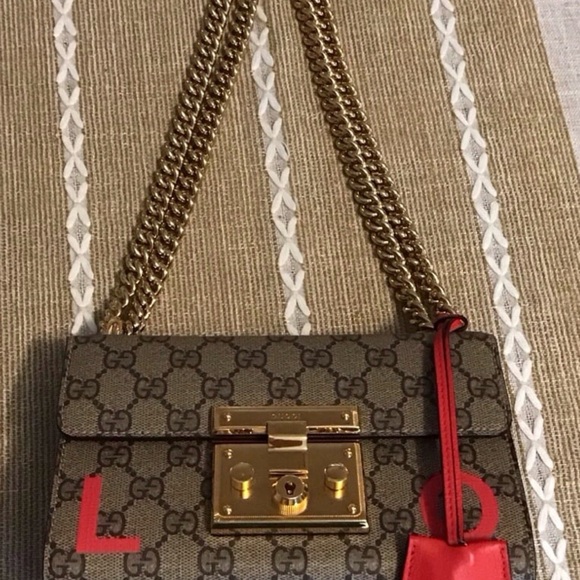 Gucci Padlock GG Shoulder Bag Chain Strap Brown Red Gold Hardware - Picture 2 of 13